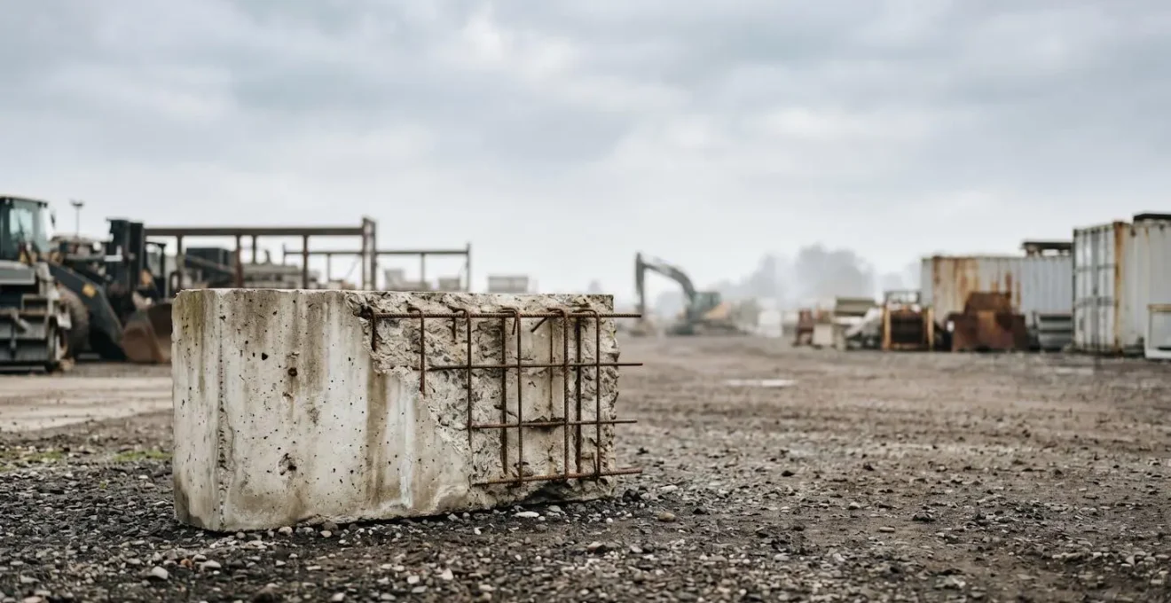 Coupe transversale montrant l'enrobage de béton protégeant une armature métallique