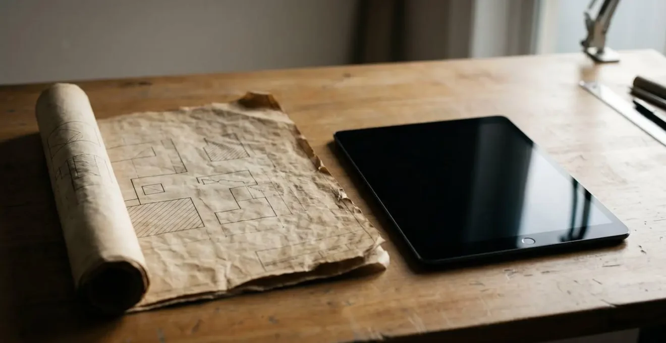Représentation symbolique de l'évolution des normes techniques de construction avec documentation ancienne et nouvelle