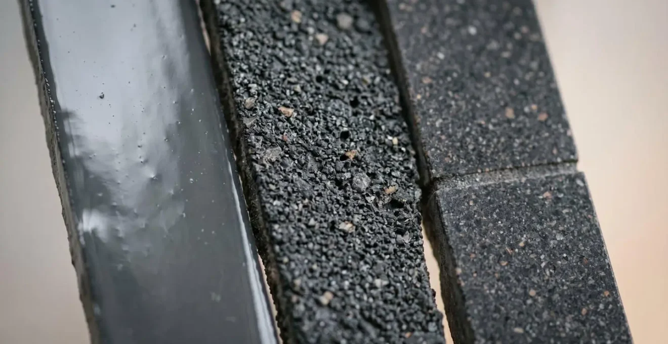 Gros plan sur des échantillons de matériaux de sol industriel disposés côte à côte avec variation de textures et couleurs