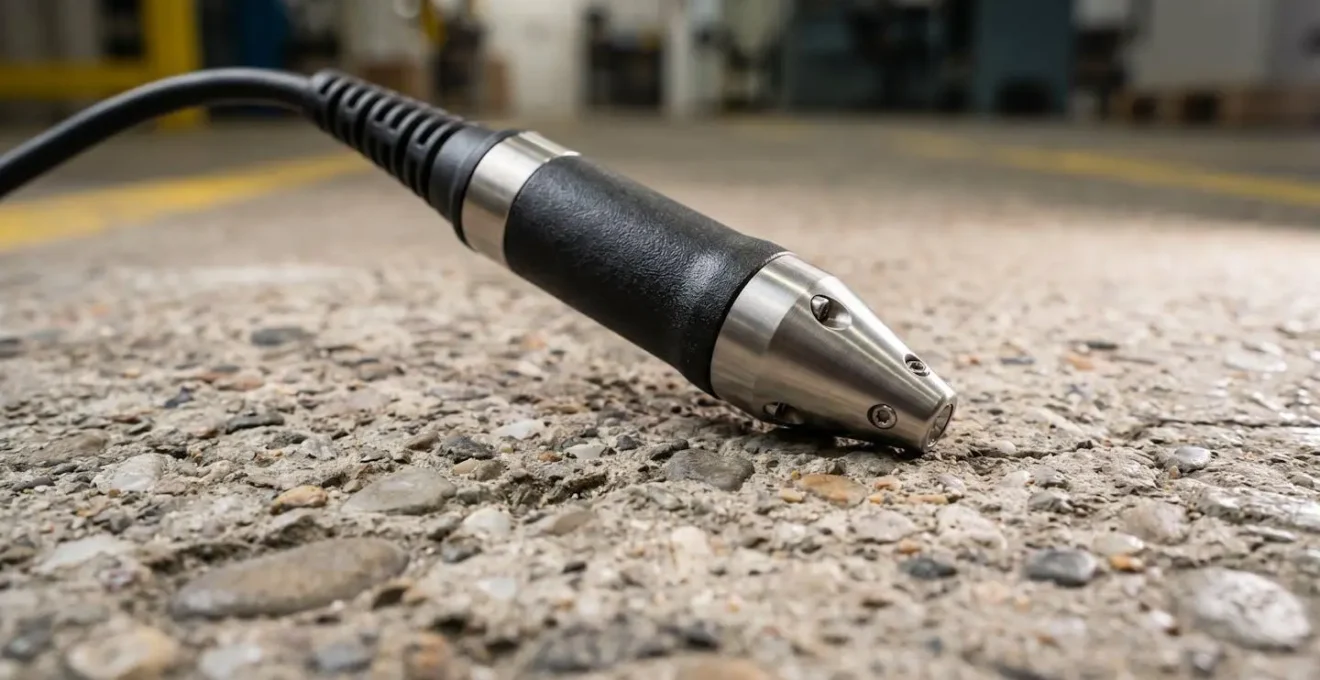 Équipement de radar à pénétration de sol GPR utilisé pour le diagnostic non destructif d'une dalle industrielle en béton
